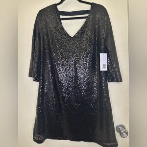 Black sequined mini dress